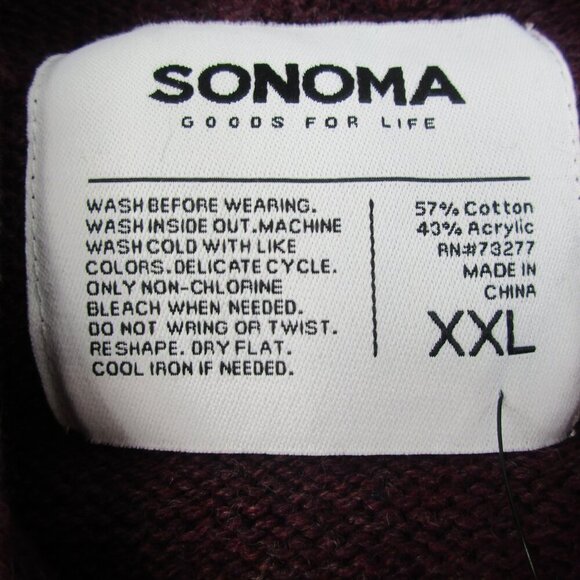 Sonoma Goods for Life Supersoft‎ Sweater Mens 2XL Maroon Ribbed Hem Quarter Zip - Picture 7 of 11
